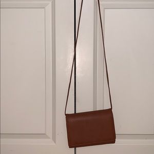 Brown leather crossbody purse